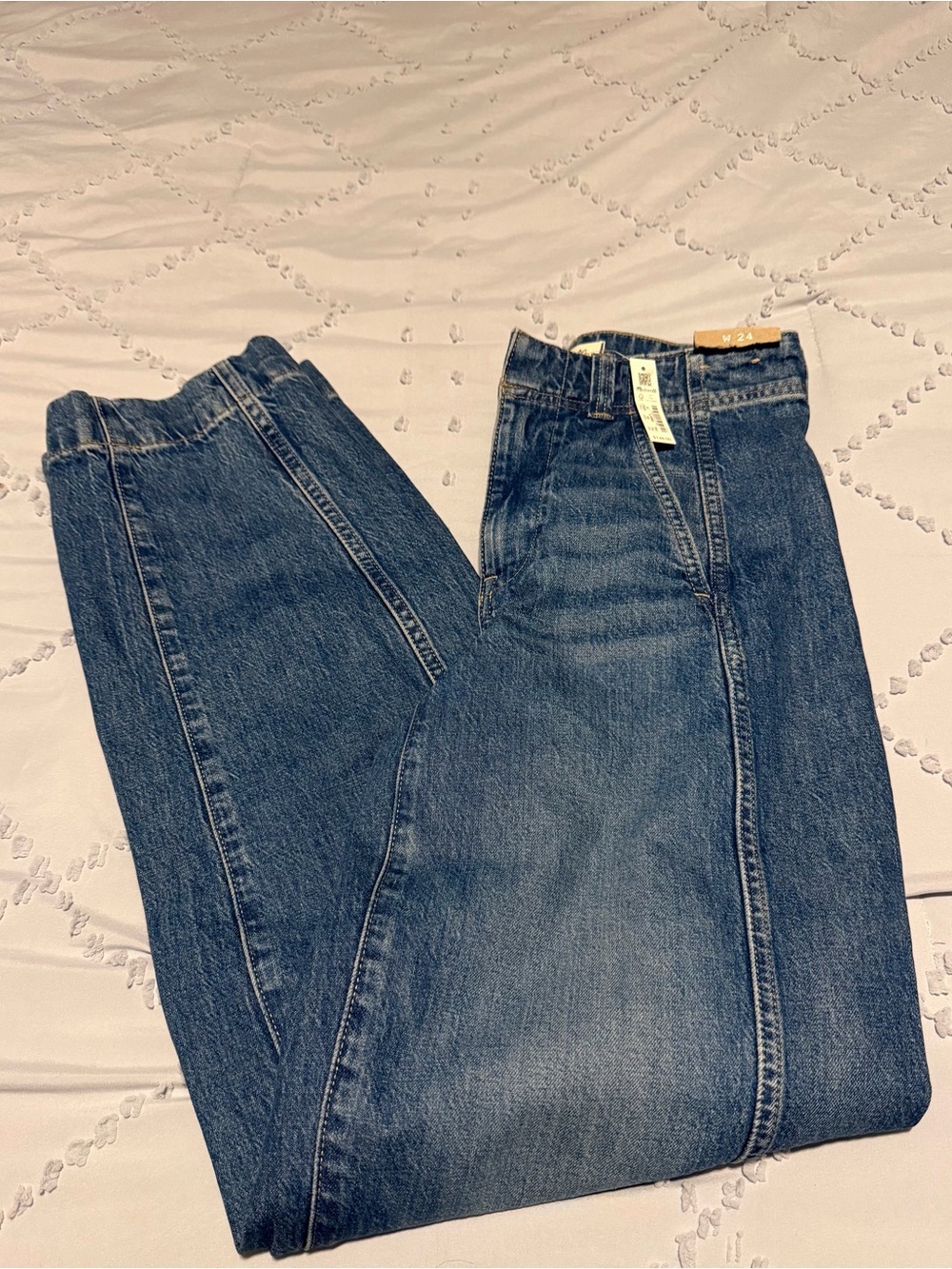 Madewell Tapered Denim Trousers High Rise Paneled Seam Jeans NWT 24
